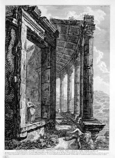 Ansicht des Tores und Peristyls des Tempels der Vesta, genannt Sibyllentempel in Tivoli von Francesco Piranesi